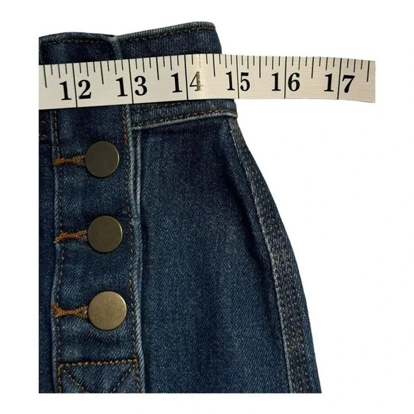 LOFT Outlet Women's Blue Denim Button-Front Mini Skirt Size 0 Casual EUC - Picture 3 of 6